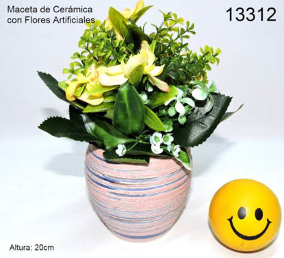 Imagen de MACETA DE CERAMICA CON FLORES ARTIFICIALES 20CM 4.23